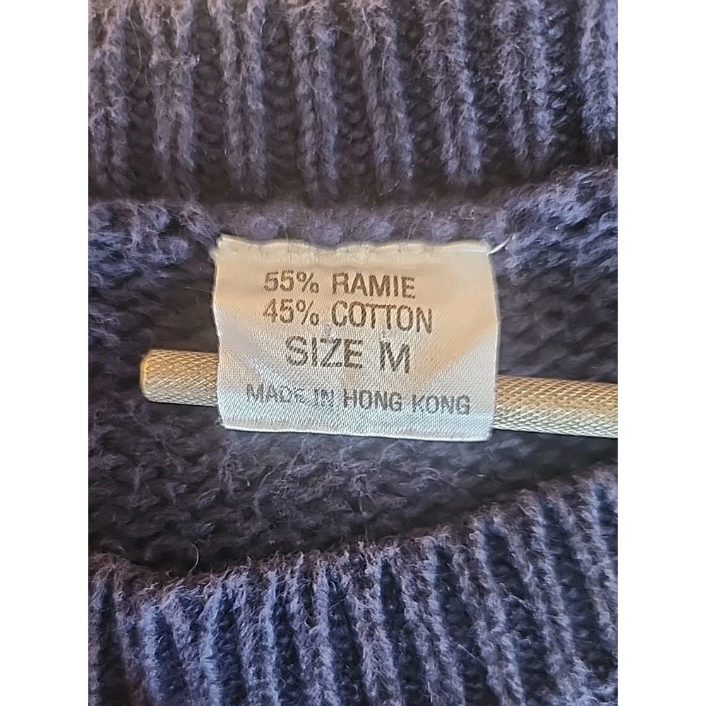 Womens Chunky Fair Isle Patchwork Pullover Sweater‎ M Blue White Coastal Grandma - Picture 4 of 8